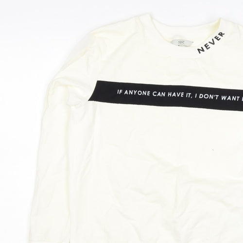 Next Women’s Ivory UK 8 Pullover Sweatshirt Quote Graphic Cotton Blend