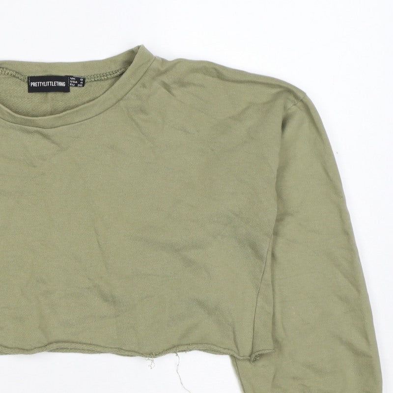Additional view of PrettyLittleThing Women’s Green UK 6 Cropped Pullover Sweatshirt