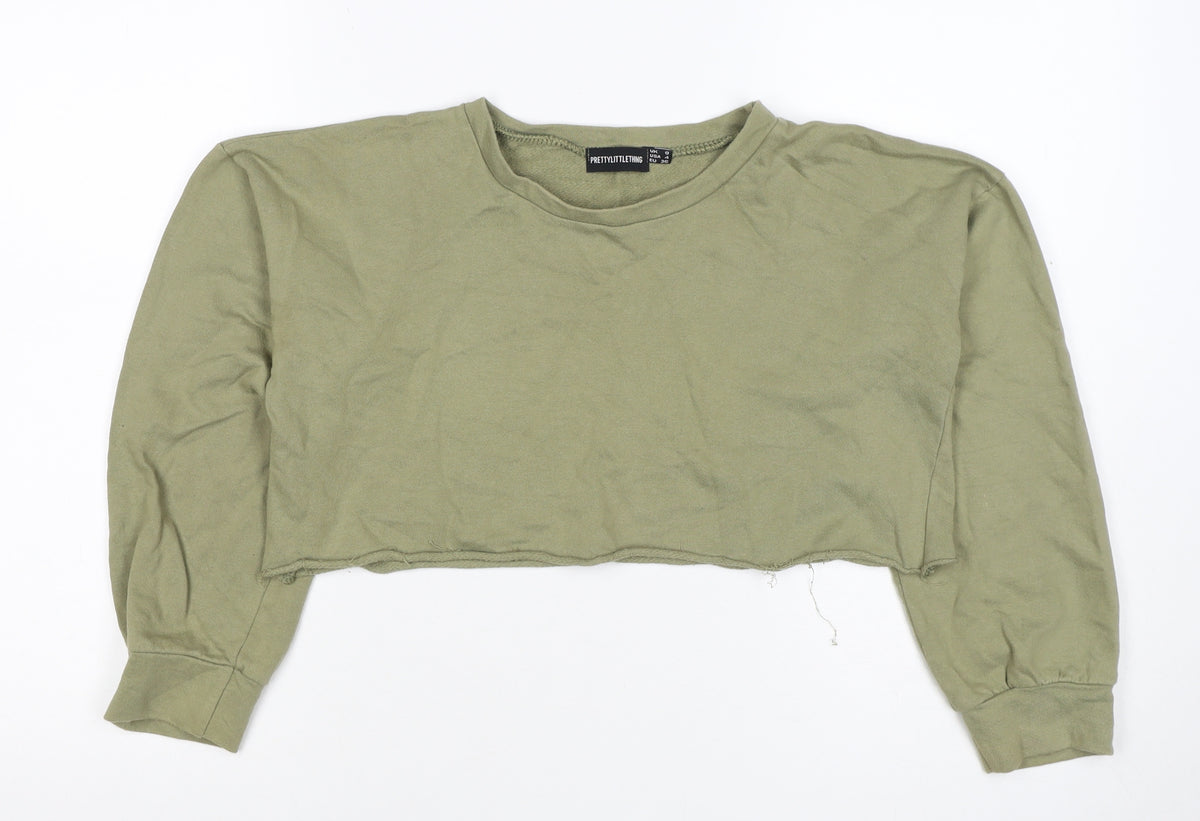 Back view of PrettyLittleThing Women’s Green UK 6 Cropped Pullover Sweatshirt
