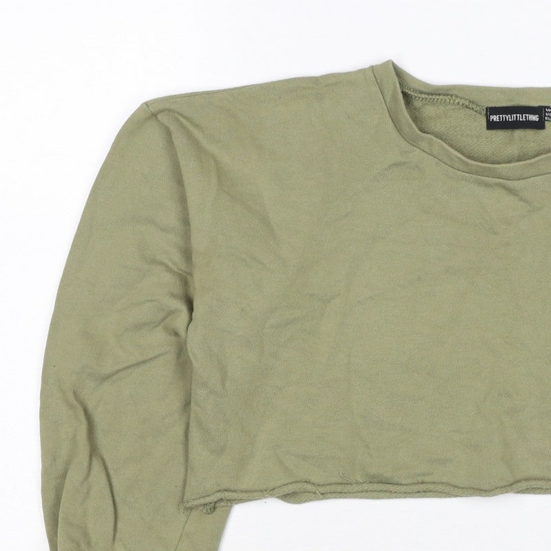 Additional view of PrettyLittleThing Women’s Green UK 6 Cropped Pullover Sweatshirt