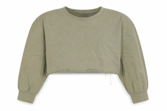 Front view of PrettyLittleThing Women’s Green UK 6 Cropped Pullover Sweatshirt