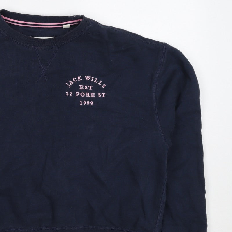 Additional view of Jack Wills Women’s Blue UK 6 Logo Crew Neck Pullover Sweatshirt