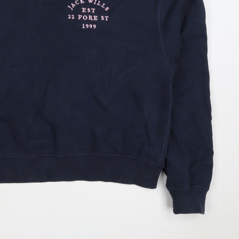 Additional view of Jack Wills Women’s Blue UK 6 Logo Crew Neck Pullover Sweatshirt