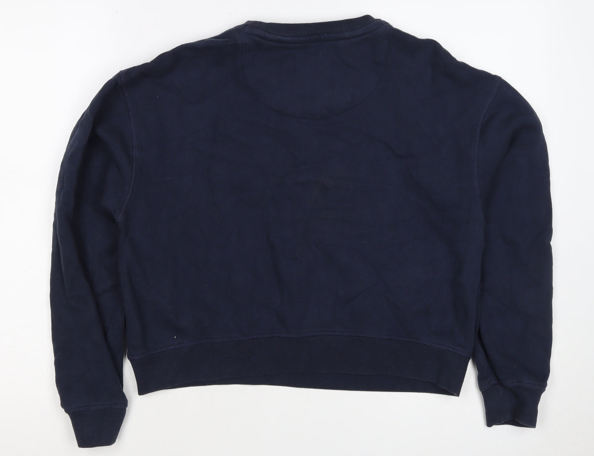 Close-up detail of Jack Wills Women’s Blue UK 6 Logo Crew Neck Pullover Sweatshirt