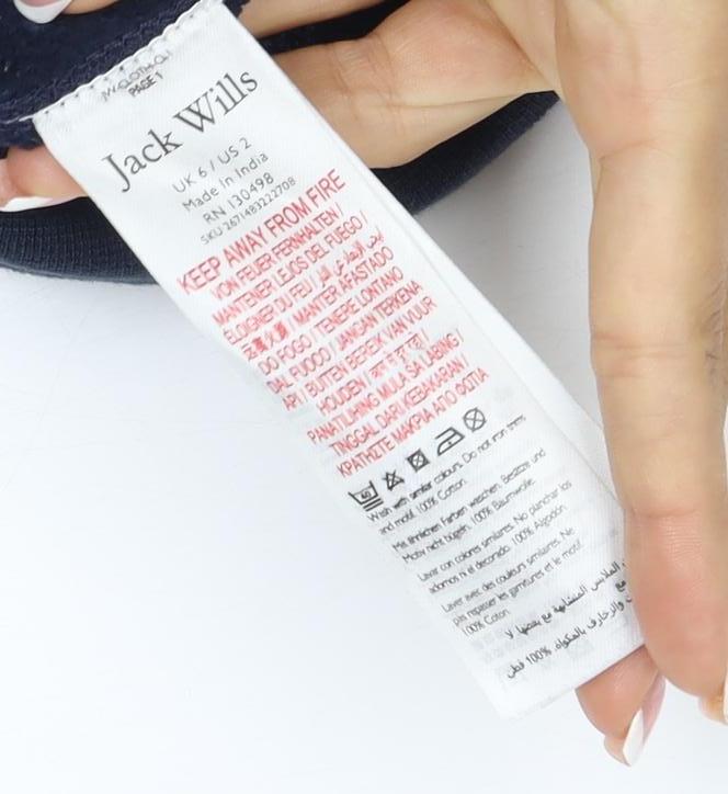 Additional view of Jack Wills Women’s Blue UK 6 Logo Crew Neck Pullover Sweatshirt