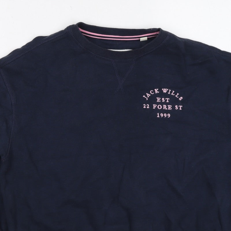 Additional view of Jack Wills Women’s Blue UK 6 Logo Crew Neck Pullover Sweatshirt