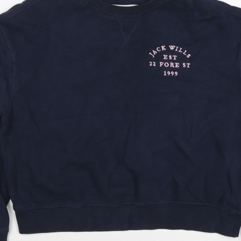 Additional view of Jack Wills Women’s Blue UK 6 Logo Crew Neck Pullover Sweatshirt