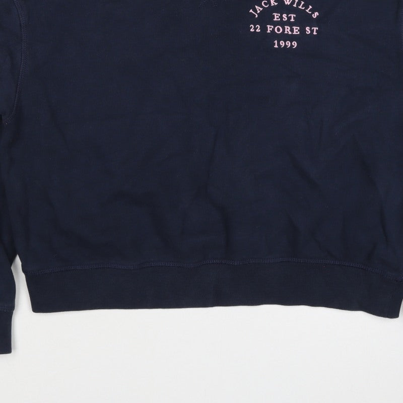 Additional view of Jack Wills Women’s Blue UK 6 Logo Crew Neck Pullover Sweatshirt