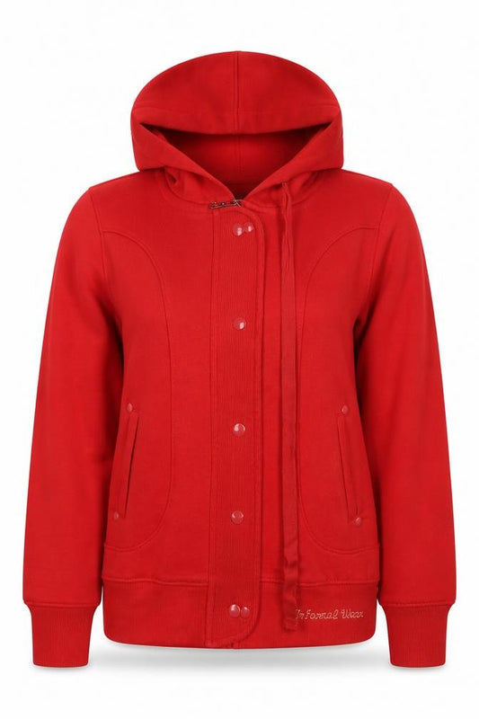 Front view of Informal Wear Women’s Red L Full Zip Hooded Sweatshirt
