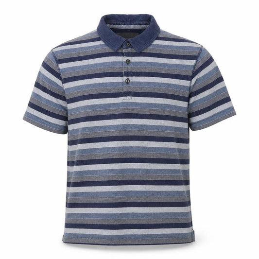 Rocha John Rocha Men’s Blue Striped Cotton Polo Shirt L Short Sleeve
