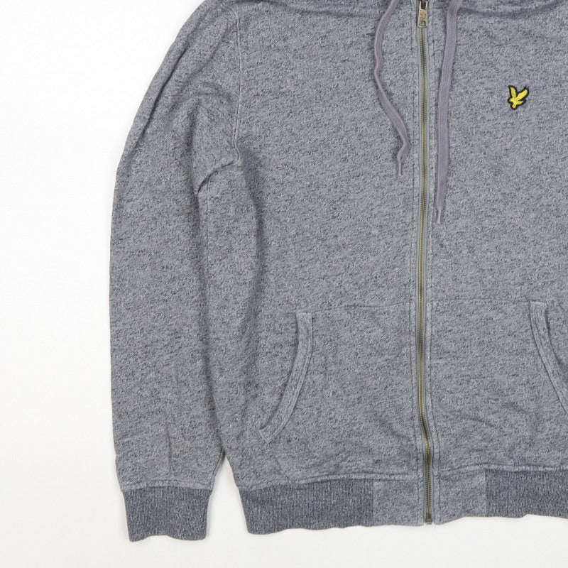 Lyle & Scott Men Grey XS Full Zip Hoodie Logo Cotton Blend