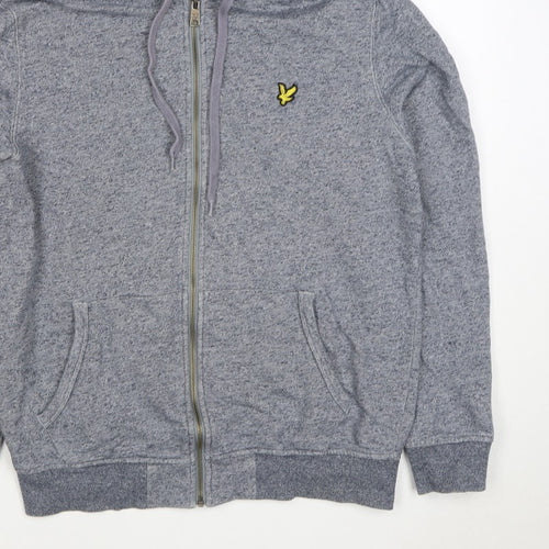 Lyle & Scott Men Grey XS Full Zip Hoodie Logo Cotton Blend