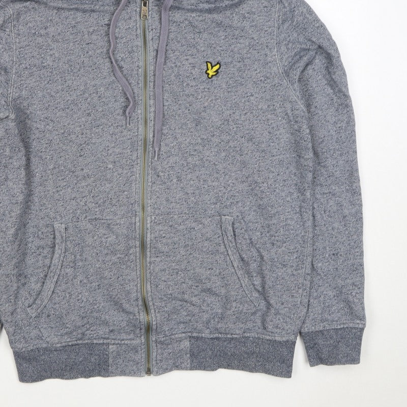 Lyle & Scott Men Grey XS Full Zip Hoodie Logo Cotton Blend