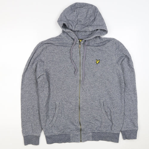 Lyle & Scott Men Grey XS Full Zip Hoodie Logo Cotton Blend