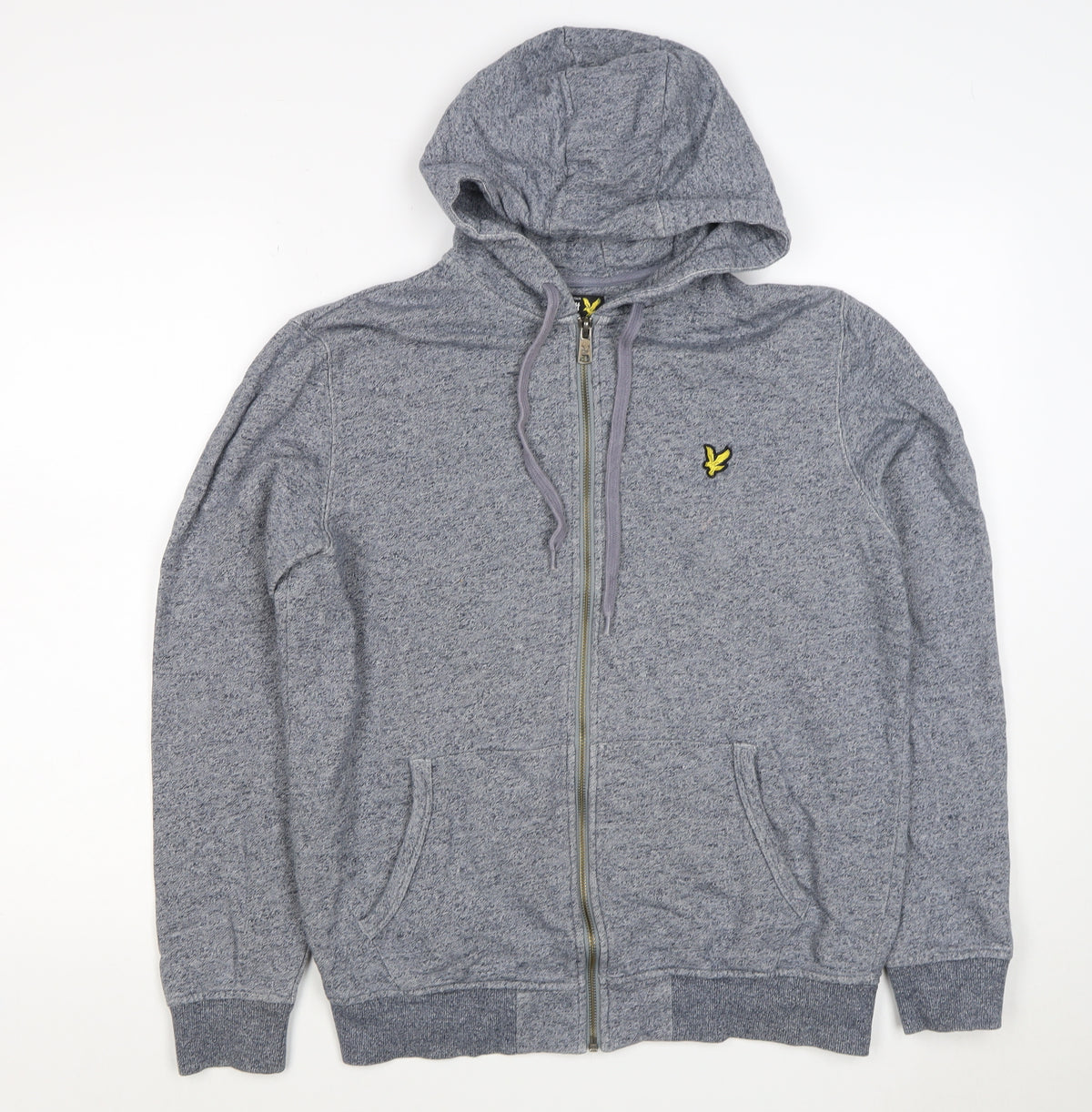 Lyle & Scott Men Grey XS Full Zip Hoodie Logo Cotton Blend