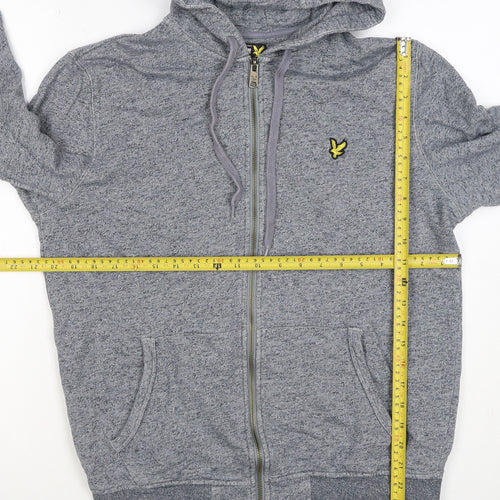 Lyle & Scott Men Grey XS Full Zip Hoodie Logo Cotton Blend
