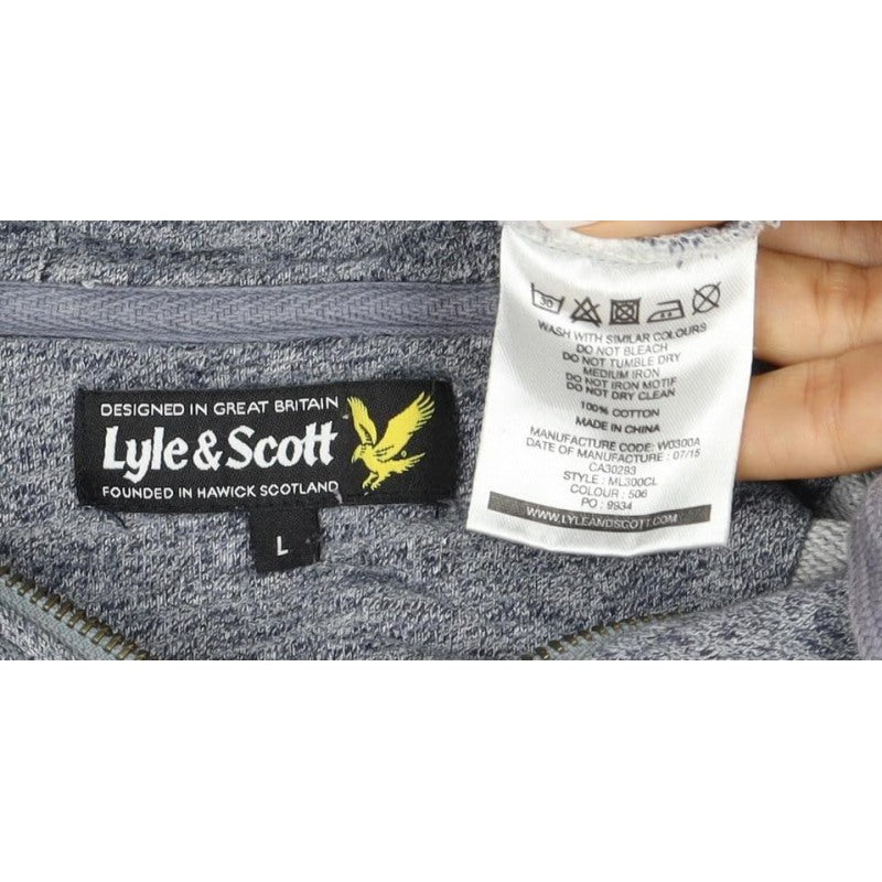Lyle & Scott Men Grey XS Full Zip Hoodie Logo Cotton Blend
