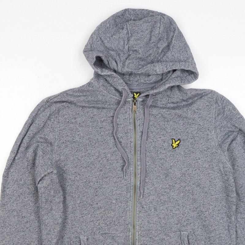 Lyle & Scott Men Grey XS Full Zip Hoodie Logo Cotton Blend
