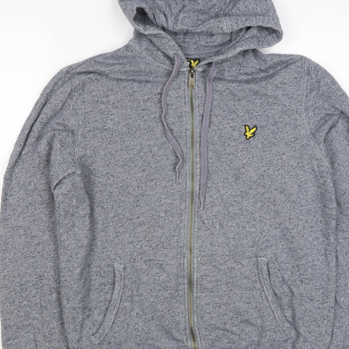 Lyle & Scott Men Grey XS Full Zip Hoodie Logo Cotton Blend