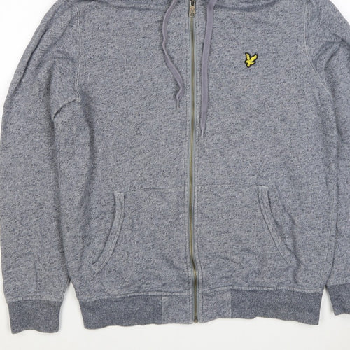 Lyle & Scott Men Grey XS Full Zip Hoodie Logo Cotton Blend