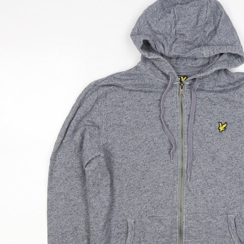 Lyle & Scott Men Grey XS Full Zip Hoodie Logo Cotton Blend