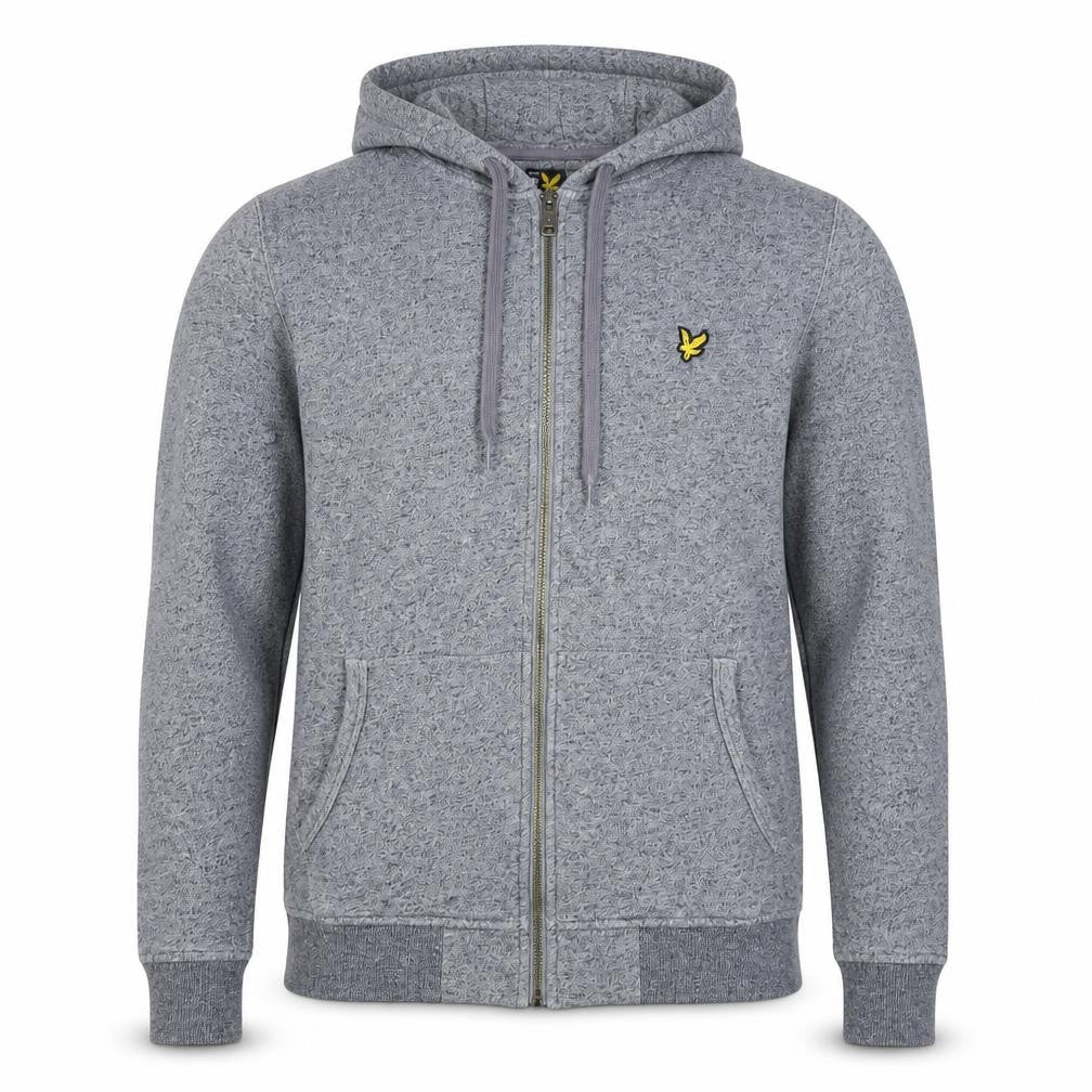 Lyle & Scott Men Grey XS Full Zip Hoodie Logo Cotton Blend
