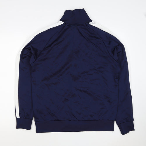 Puma Men's Blue M Full Zip Track Sweatshirt White Stripe Pockets