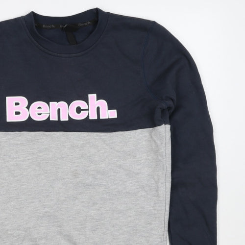 Bench Women’s Grey & Black Colourblock Logo Pullover Sweatshirt UK 10