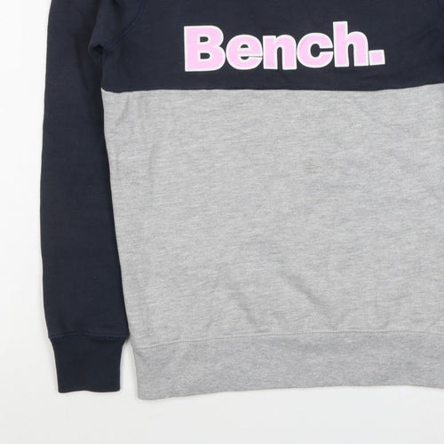 Bench Women’s Grey & Black Colourblock Logo Pullover Sweatshirt UK 10