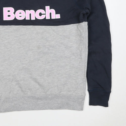 Bench Women’s Grey & Black Colourblock Logo Pullover Sweatshirt UK 10