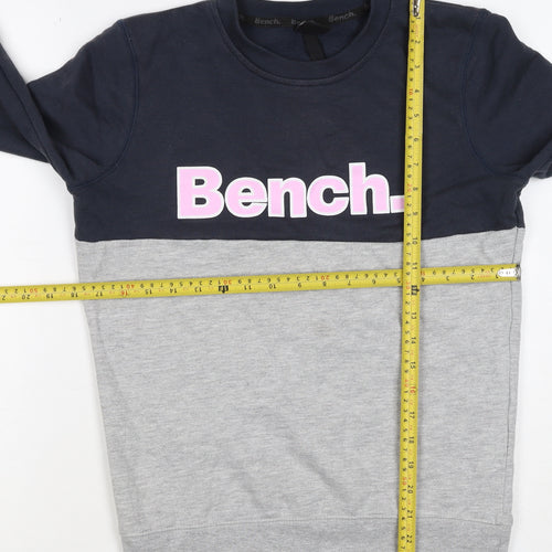 Bench Women’s Grey & Black Colourblock Logo Pullover Sweatshirt UK 10