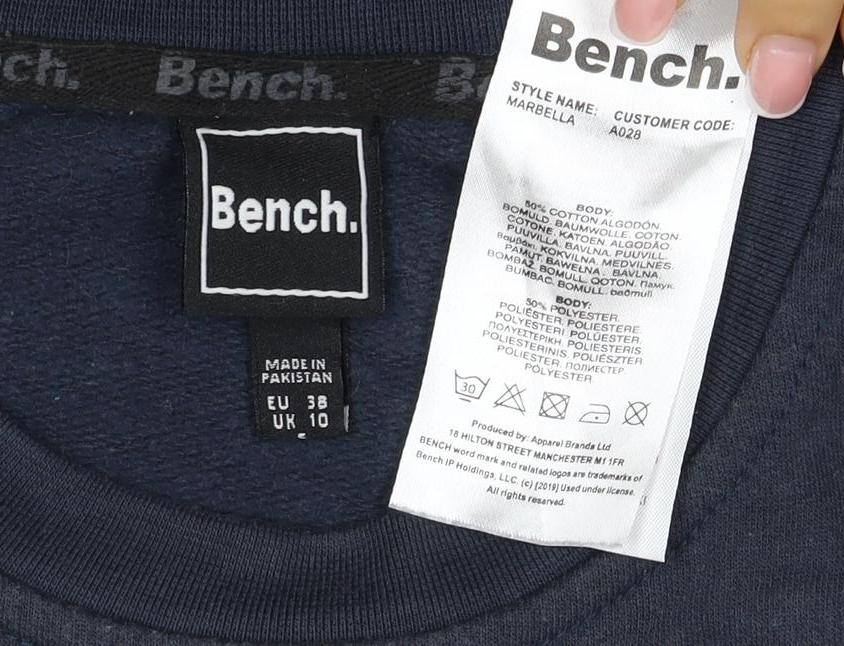 Bench Women’s Grey & Black Colourblock Logo Pullover Sweatshirt UK 10