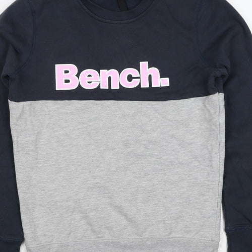 Bench Women’s Grey & Black Colourblock Logo Pullover Sweatshirt UK 10
