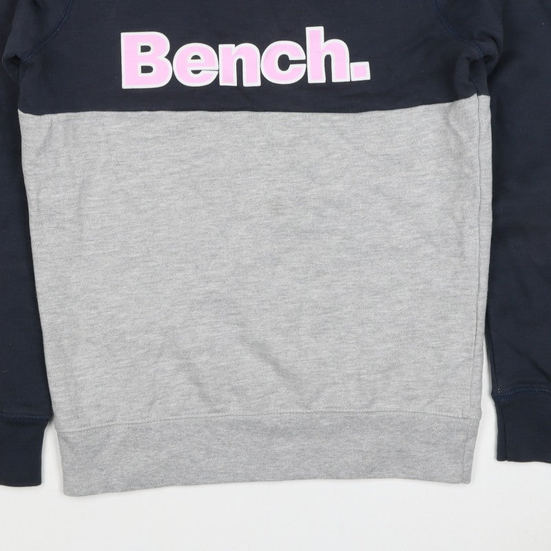 Bench Women’s Grey & Black Colourblock Logo Pullover Sweatshirt UK 10