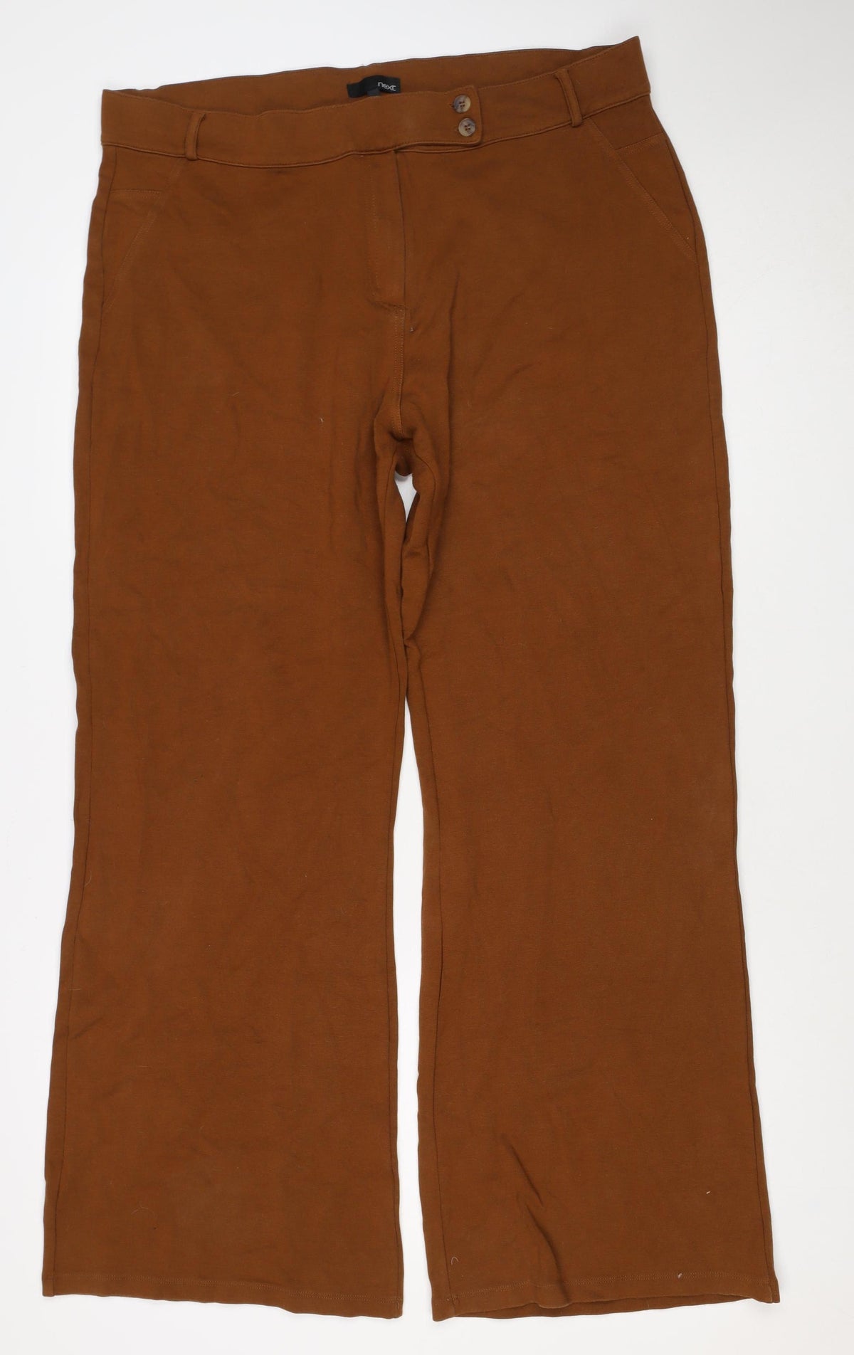 Next Women Brown Size 22 Straight Stretch Trousers with Pockets