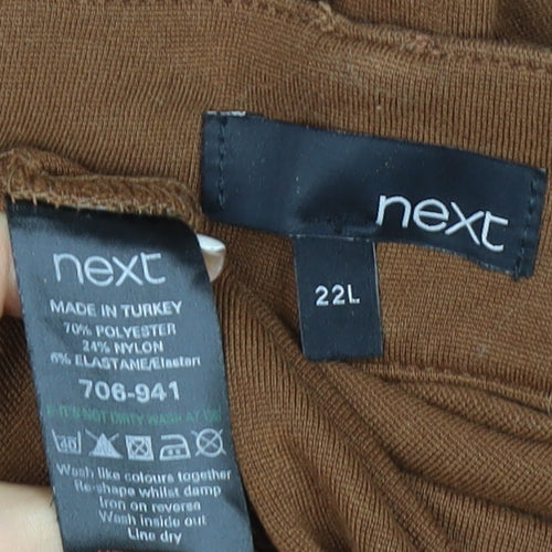 Next Women Brown Size 22 Straight Stretch Trousers with Pockets