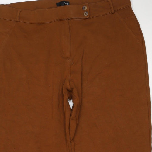 Next Women Brown Size 22 Straight Stretch Trousers with Pockets