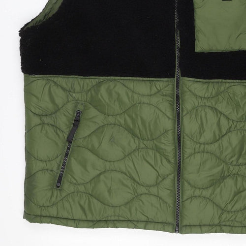 TU Men’s Green Black XL Quilted Fleece Padded Bodywarmer Jacket