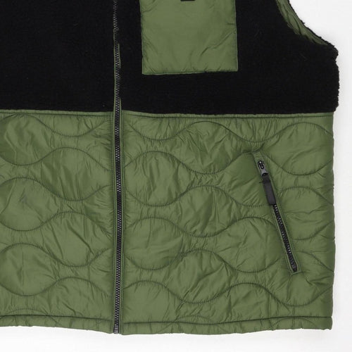 TU Men’s Green Black XL Quilted Fleece Padded Bodywarmer Jacket