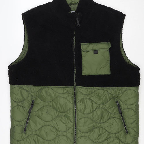 TU Men’s Green Black XL Quilted Fleece Padded Bodywarmer Jacket