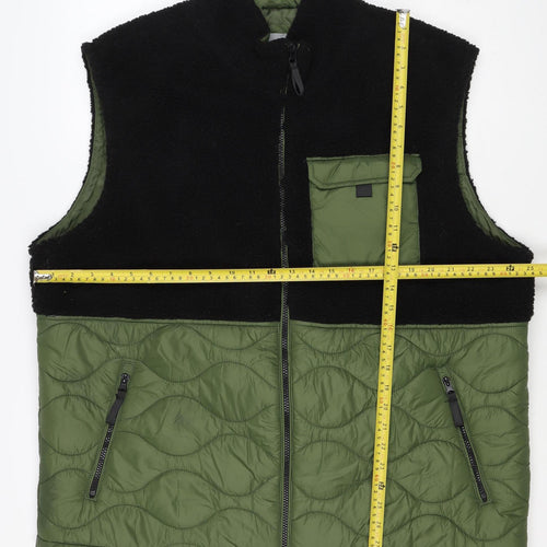 TU Men’s Green Black XL Quilted Fleece Padded Bodywarmer Jacket