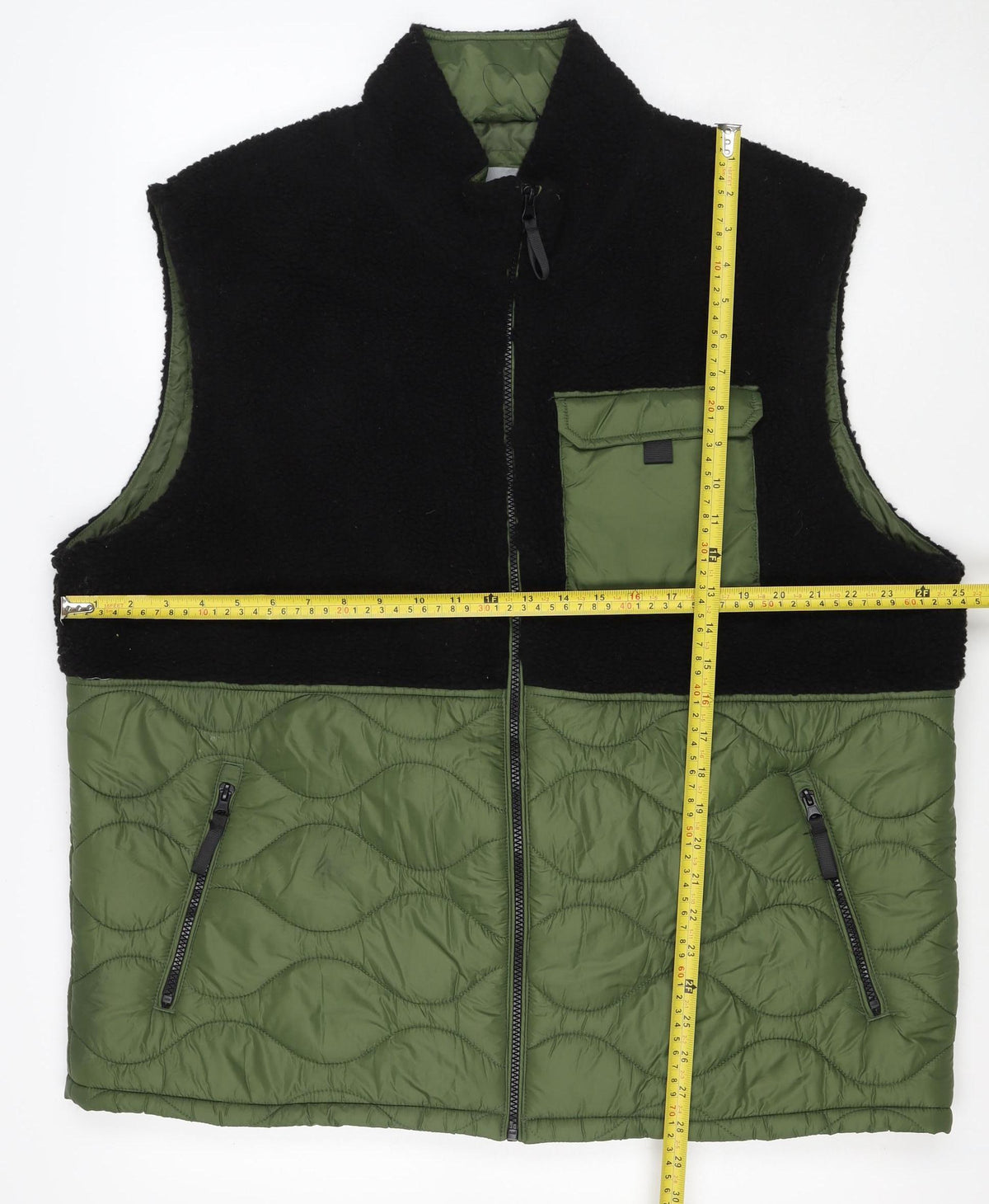 TU Men’s Green Black XL Quilted Fleece Padded Bodywarmer Jacket