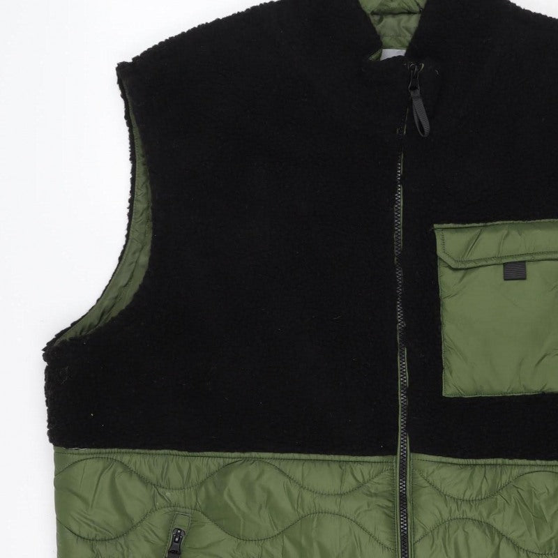 TU Men’s Green Black XL Quilted Fleece Padded Bodywarmer Jacket