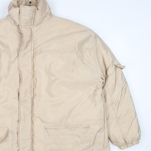 PrettyLittleThing Women's Beige S Puffer Jacket Removable Sleeves