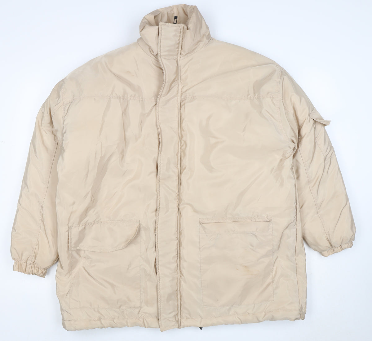 PrettyLittleThing Women's Beige S Puffer Jacket Removable Sleeves