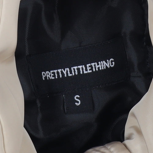 PrettyLittleThing Women's Beige S Puffer Jacket Removable Sleeves