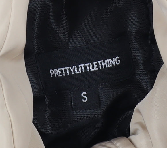 PrettyLittleThing Women's Beige S Puffer Jacket Removable Sleeves