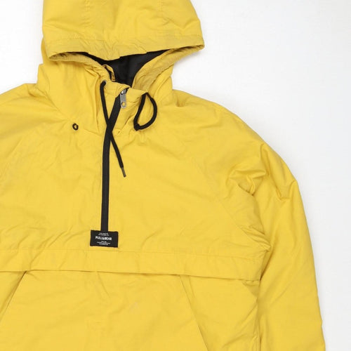 Pull&Bear Women Yellow M Hooded Anorak Padded Half Zip Jacket