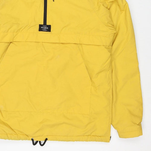 Pull&Bear Women Yellow M Hooded Anorak Padded Half Zip Jacket