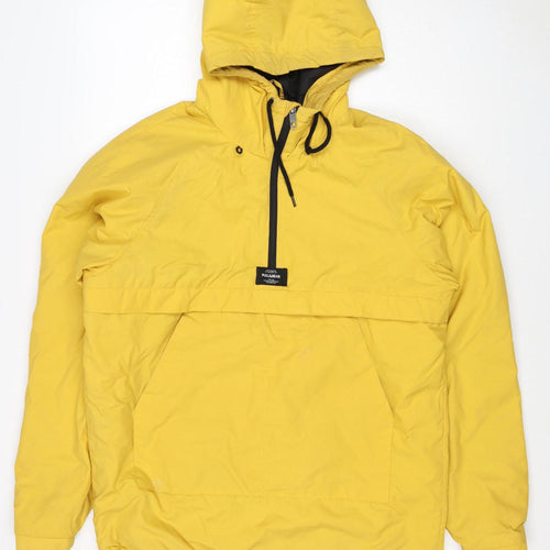 Pull&Bear Women Yellow M Hooded Anorak Padded Half Zip Jacket